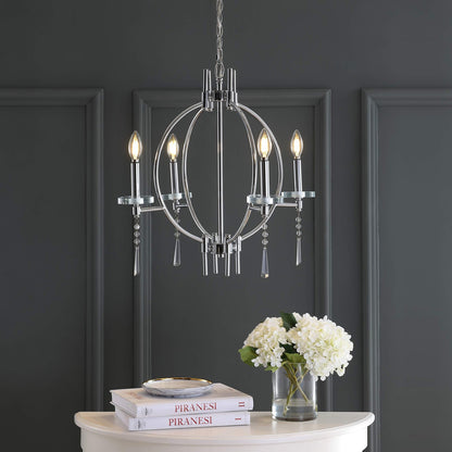 JONATHAN Y JYL7402A Laura 23" Crystal/Metal LED Chandelier Dimmable Chrome