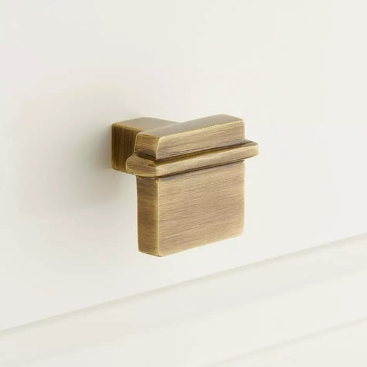 Signature Hardware-Marta Solid Brass Cabinet Knob-Antique Brass-Pack of 2