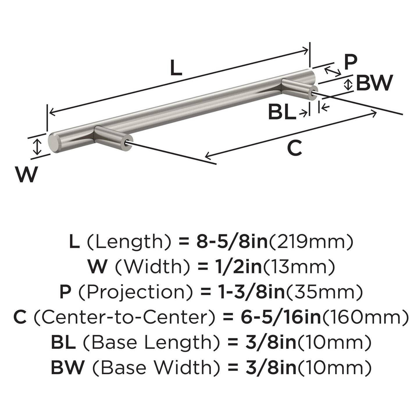 Amerock Bar Pulls 6-5/16" Center-to-Center Satin Nickel Cabinet Pull, BP40520G10