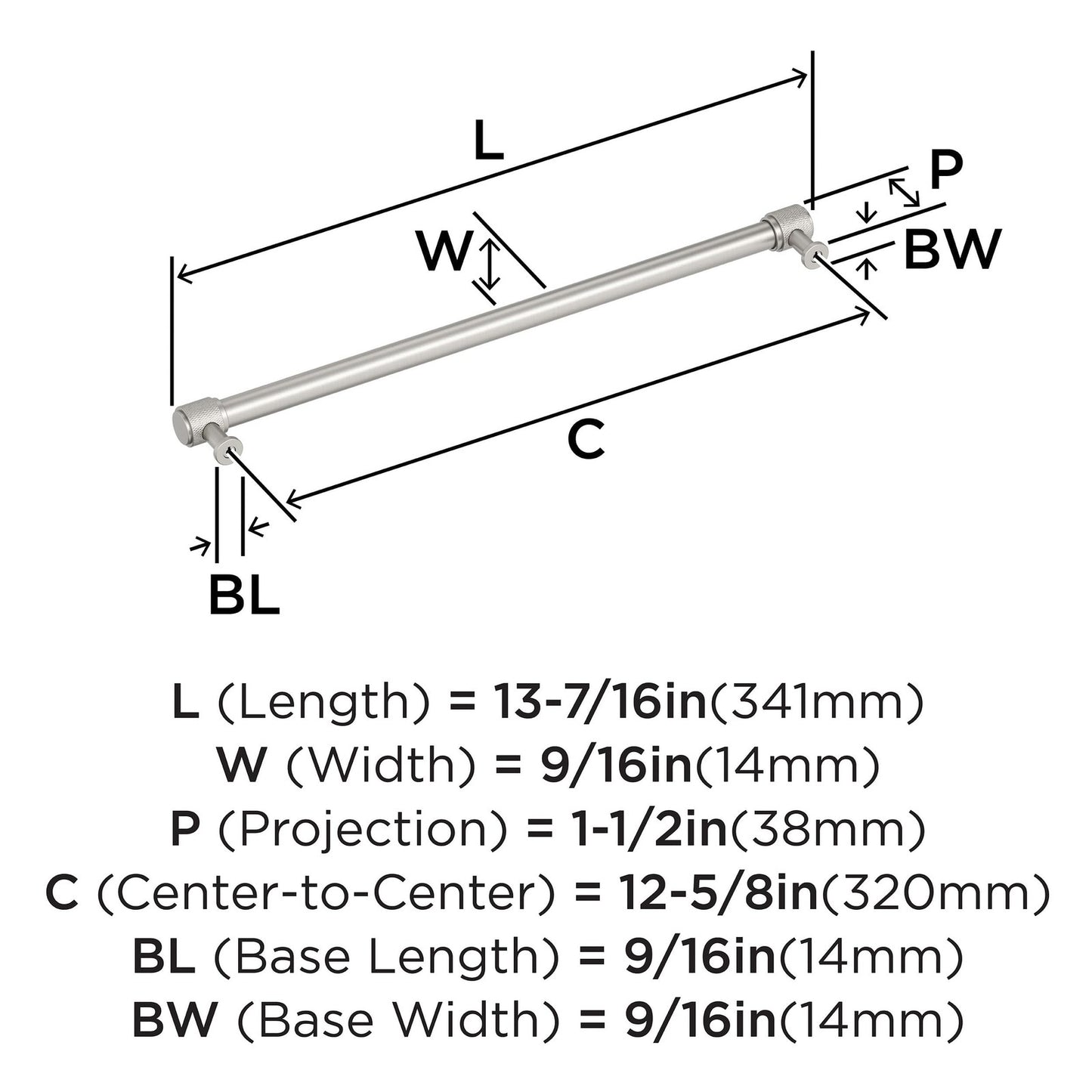 Amerock BP37749G10 12-5/8" Faraday Satin Nickel Drawer Pull