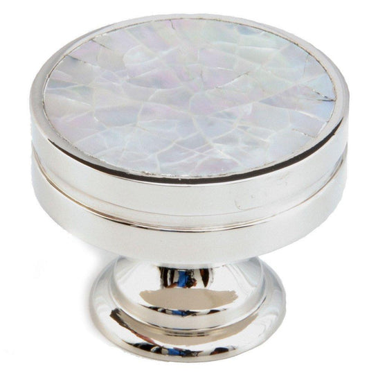 Schaub 990-MOP-PN Solid Brass 1-3/8" Dia Knob Polished Nickel w/Mother of Pearl