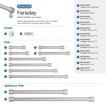 Amerock BP37748G10 10-1/16" Faraday Satin Nickel Drawer Pull
