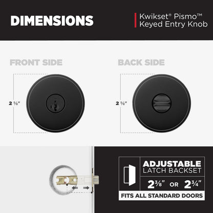 Kwikset 97300-935 Pismo Privacy Door Knob with lock Matte Black