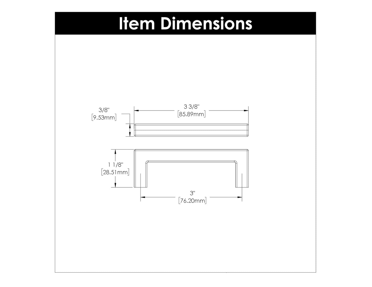 Hickory Hardware Kitchen Cabinet Pulls 3" Matte Black (Pack of 10)