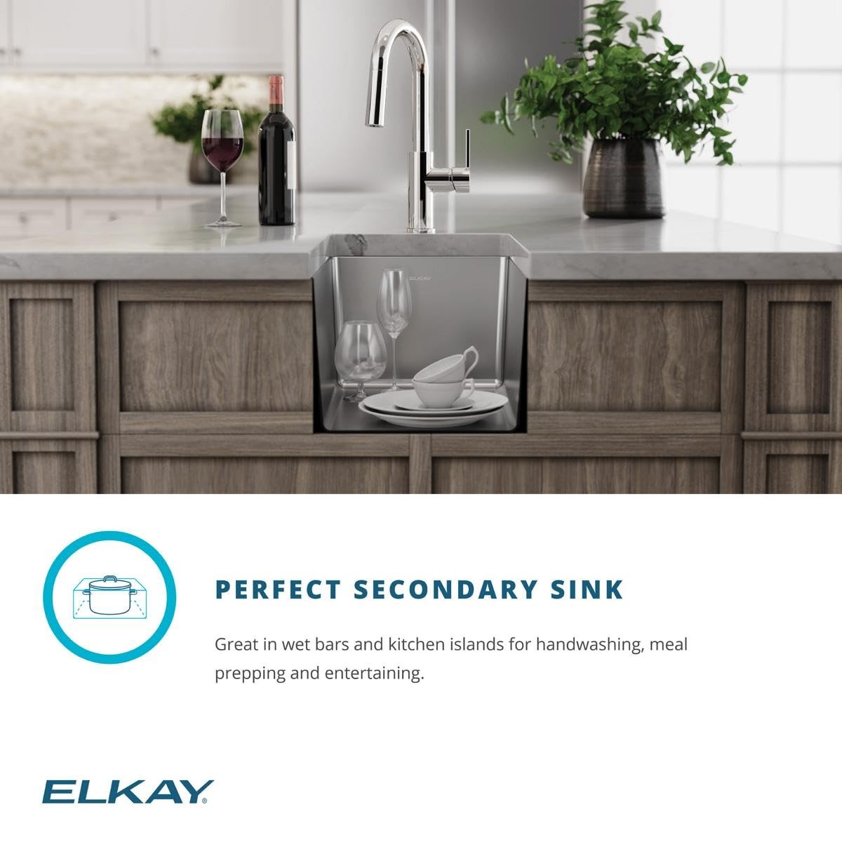 Elkay ECTRU12179TC Crosstown 13-1/2" Undermount Basin Stainless Steel Bar Sink