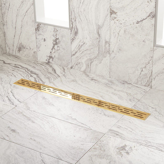 SH 443343 Effendi 36" Linear Shower Drain with Flange - Polished Brass