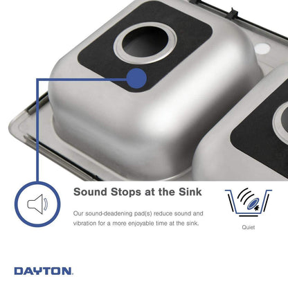 Dayton D233223 Equal Double Bowl Top Mount Stainless Steel Sink