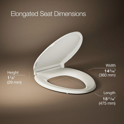KOHLER 4636-RL-96 Elongated Toilet Seat Slow Close Soft Close Biscuit