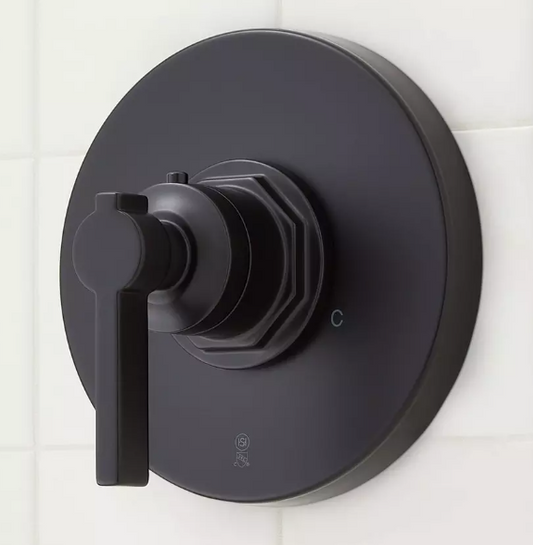 SignatureHardware Greyfield Pressure Balance Valve Shower Trim Kit - Matte Black