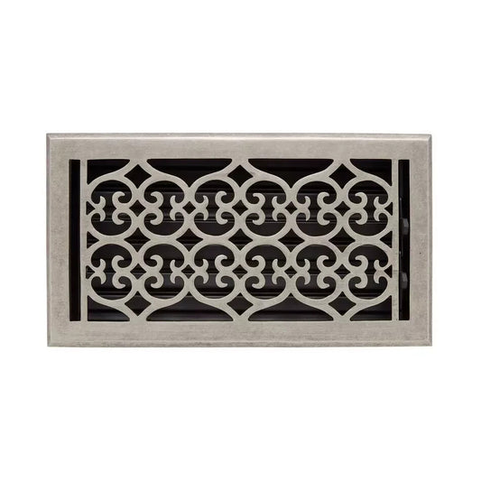 Signature Hardware-Old Victorian Brass Floor Register-Mottled Antique Pewter-14x2-1/4" - view 2