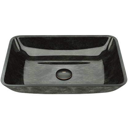 VIGO Donatello 18"L x 13"W x 4"H Glass Vessel Sink in Gray Onyx -VG07084