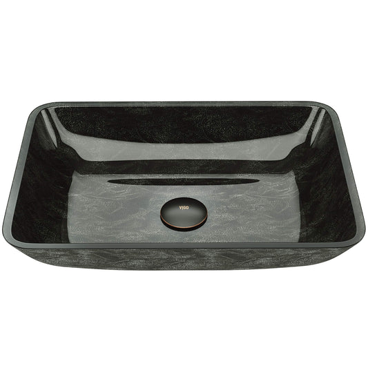 VIGO Donatello 18"L x 13"W x 4"H Glass Vessel Sink in Gray Onyx -VG07084