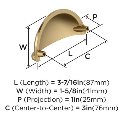 Amerock BP53010CZ Champagne Bronze Cabinet Cup Pull 3" C2C