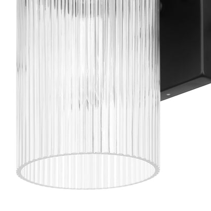 GLOBE 91005237 - 1-Light Outdoor Wall Sconce, Matte Black, Ribbed Glass Shade