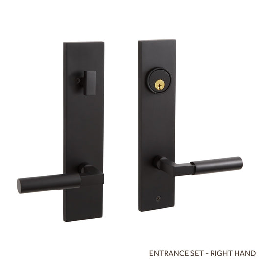 SH EH.SSQTB.2600.10.R.BLK-NB Round Lever Solid Brass Entrance Door Set-RH