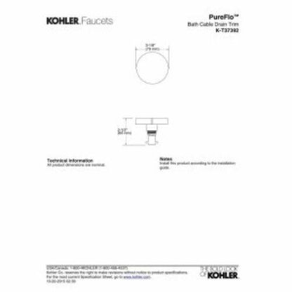 KOHLER PUREFLO™ BATH DRAIN TRIM - CONTEMP ROT - Vibrant Polished Nickel