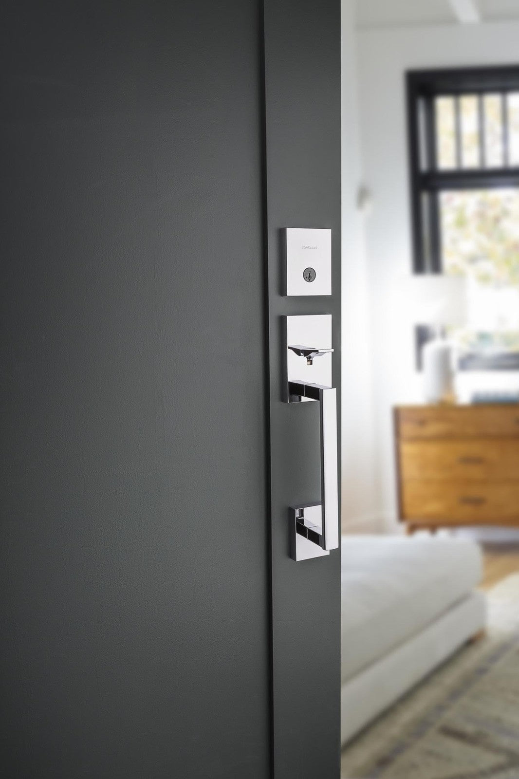 Kwikset 818SCELIP San Clemente Single Cylinder Keyed Exterior Only Satin Chrome