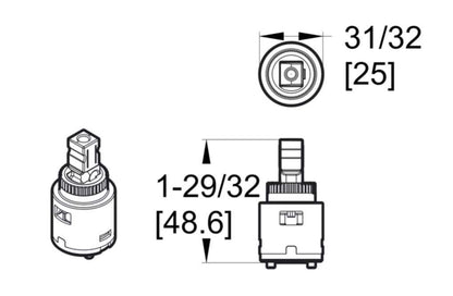 Pfister 9740740 Avalon/Treviso 26/529 Series 25mm Cartridge Sub Assembly