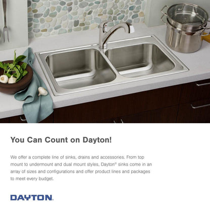 Dayton D233223 Equal Double Bowl Top Mount Stainless Steel Sink