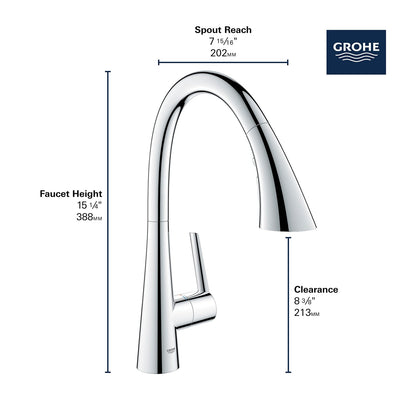 Grohe 303682432 Grohe Zedra Pull-Down Bar Faucet Triple Spray Matte Black