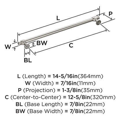 Amerock Winsome 12-5/8" Center-to-Center Polished Nickel Cabinet Pull, BP36773PN