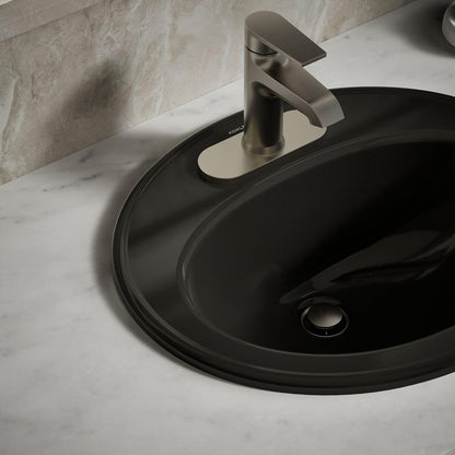 KOHLER K-2196-4-7 Pennington Self-Rimming Bathroom Sink, Black Black