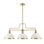 Globe 60885 Beckett 3-Light Linear Chandelier, Matte White, Matte Brass Accents