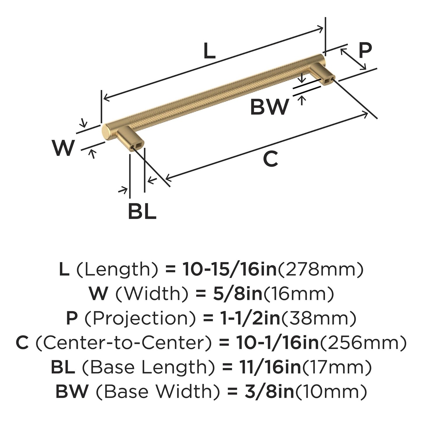Amerock BP36560CZ 10-1/16" Bronx Champagne Bronze Drawer Pull
