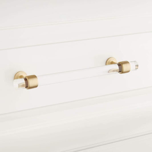 Signature Hardware HN-B-9021.6.SB 6" Beryn Acrylic Cabinet Pull - Satin Brass