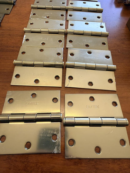 Emtek 92013 3.5"x3.5" Square Corner Plain Bearing Mortise Hinge Pair Brass