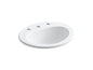 Kohler 2196-8-0 Pennington® Drop-in bathroom sink w/8" widespread faucet holes