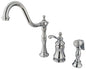Kingston Brass KS7801TPLBS Templeton KitchenFaucet with Sprayer, Polished Chrome