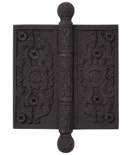 Signature Hardware 968689 Victorian Eastern Damask 4"x4" Hinge-Black Powder Coat
