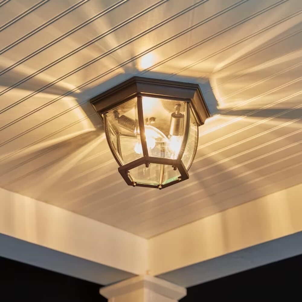 Maxim 1020WT Crown Hill LED Light Bulb Compatible Outdoor Flush Mount Light