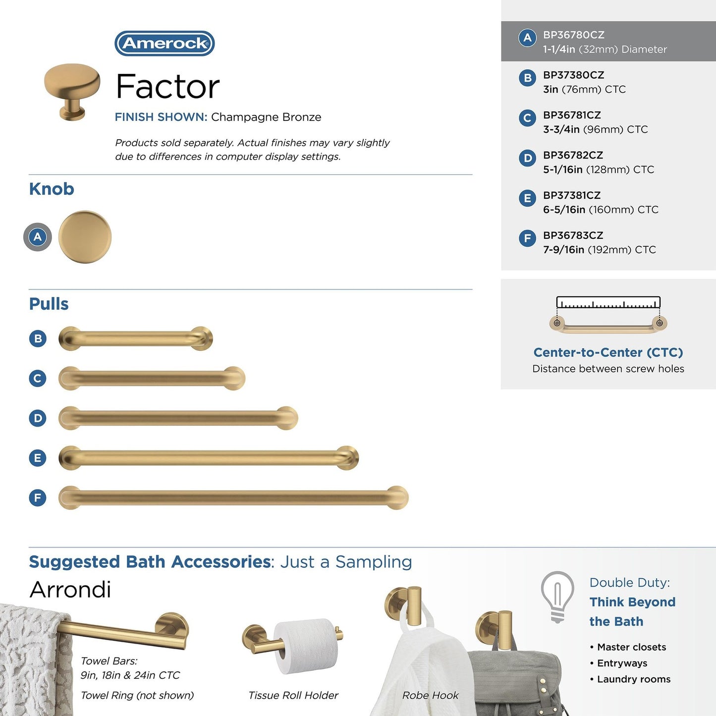 Amerock BP36780CZ Factor Cabinet Knob Champagne Bronze 1-1/4" (32 mm) Diameter