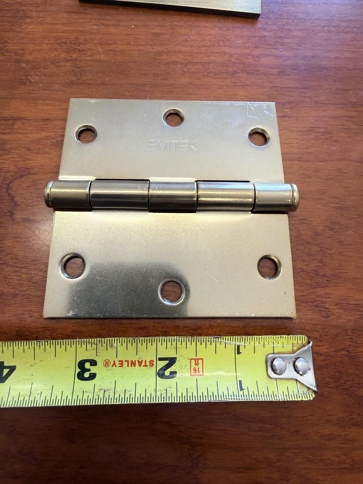 Emtek 92013 3.5"x3.5" Square Corner Plain Bearing Mortise Hinge Pair Brass