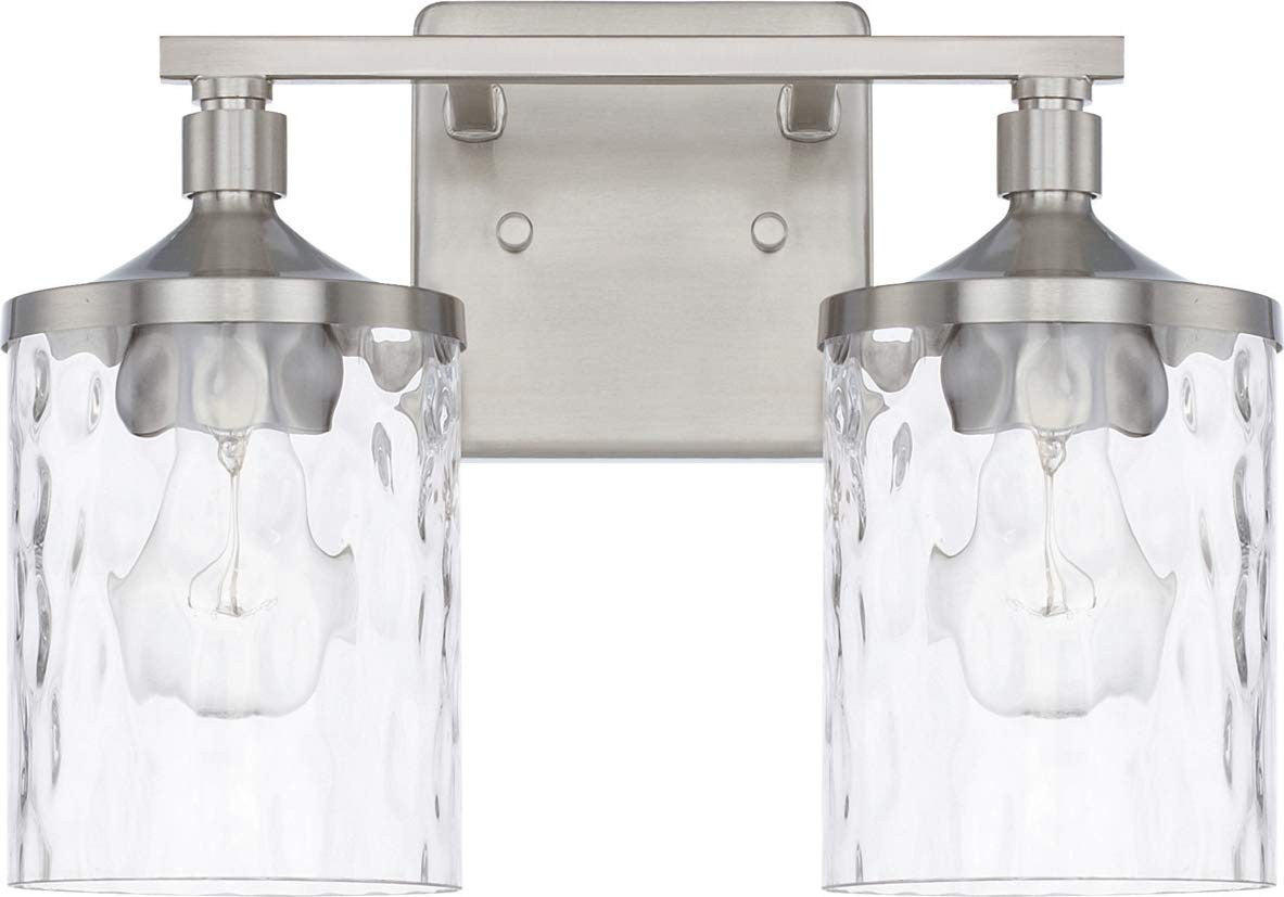 HomePlace Lighting 128821BN-451 Clear Water Glass Vanity Wall Light, 2-Light