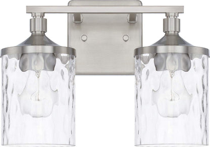 HomePlace Lighting 128821BN-451 Clear Water Glass Vanity Wall Light, 2-Light