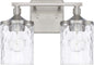HomePlace Lighting 128821BN-451 Clear Water Glass Vanity Wall Light, 2-Light