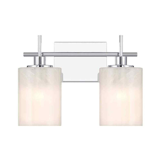 Meridian M80083CH 2-Light Chrome Bathroom Vanity Light w/White Glass Shades