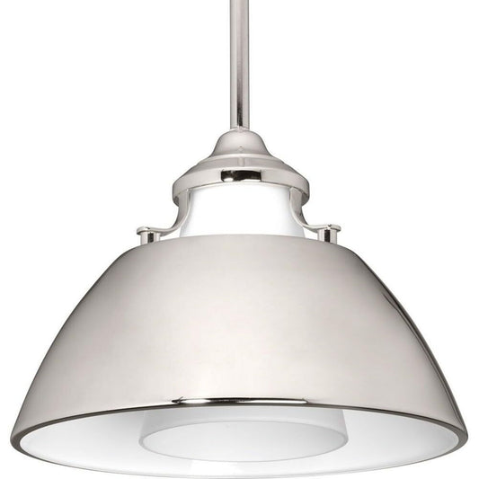 Progress Lighting P500013-143 Carbon One-Light Pendant w/Metal Shade, Graphite