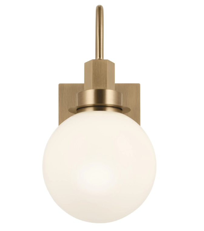Kichler Hex 12" Wall Sconce Champagne Bronze With Opal Glass Shade - 55149CPZ