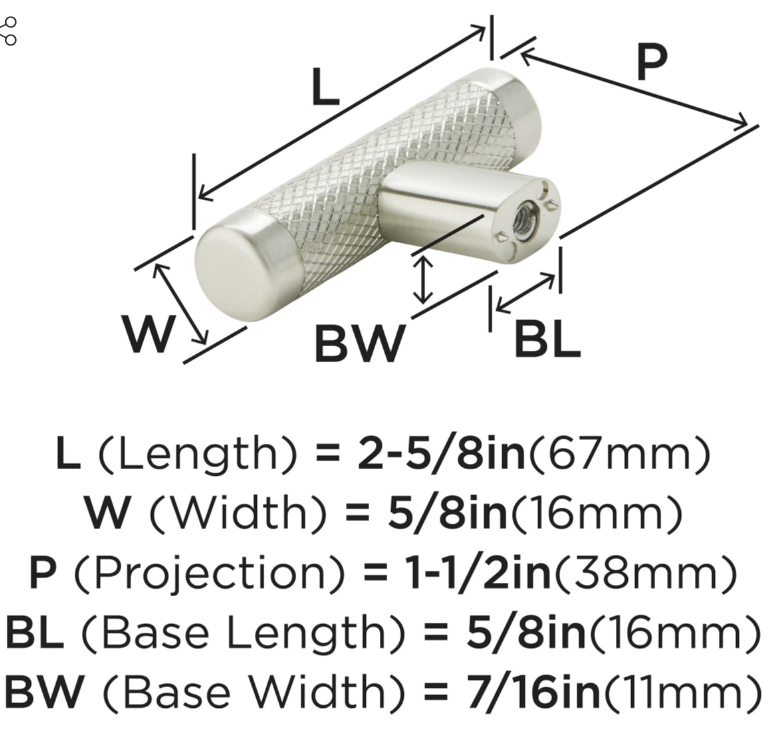 Amerock - BP36556G10 - 2 5/8" Long Cabinet Knob in Satin Nickel-Bronx Collection
