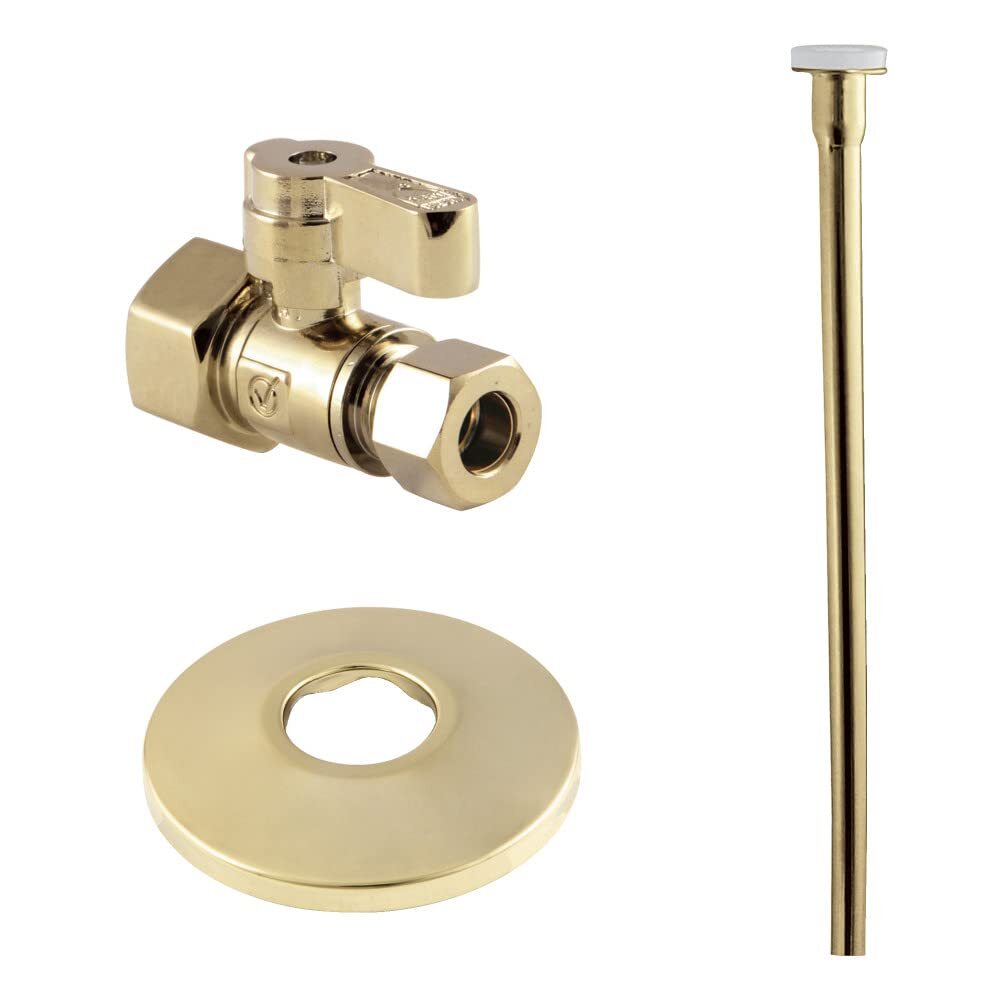 Kingston Brass KF43152TKF20 1/2"FIP x 3/8"OD Comp Straight Valve, Polished Brass