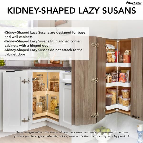 REV-A-SHELF Polymer Kidney-Shaped Lazy Susan Shelf for Corner Base Cabinets