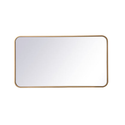 Elegant MR802036BR Evermore 20x36 Soft Corner Metal Rectangular Mirror in Brass