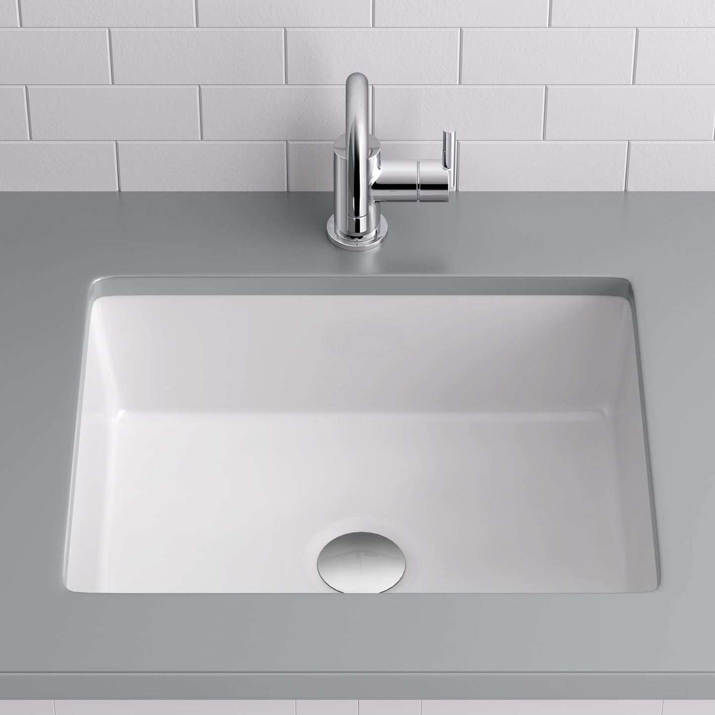 Miseno MNO1713BWH 20"X16" Rectangular Undermount Bathroom Sink w/Overflow-White