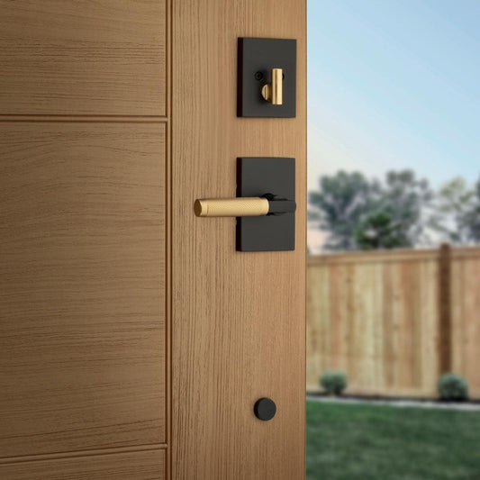 Kwikset 971PVLRCT Prava Lever Keyed Entry Set Rectangle Rose-Satin Brass