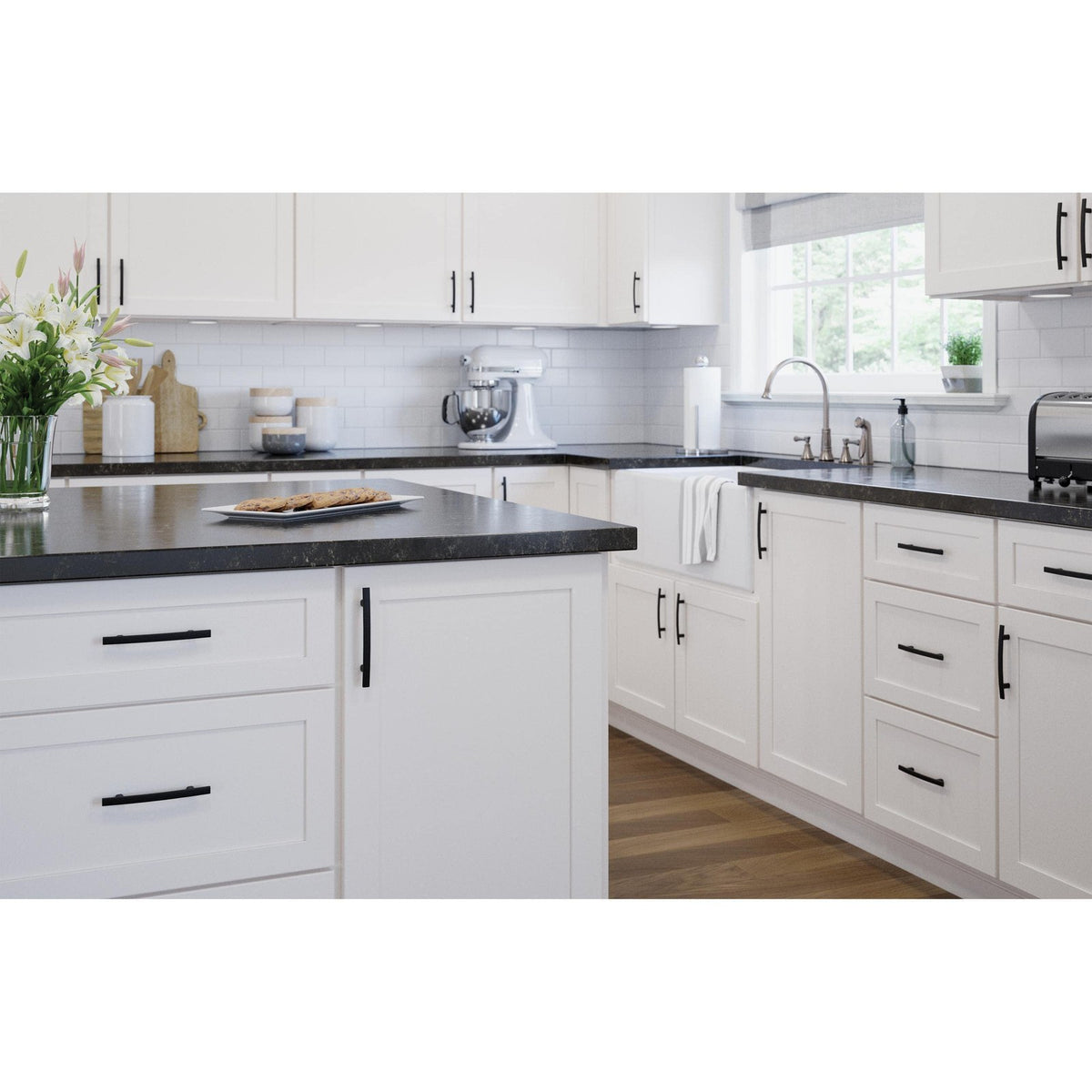 Franklin Brass P44433-FB-B (10-Pack) Matte Black Cabinet Handles 3-3/4" C2C Arch