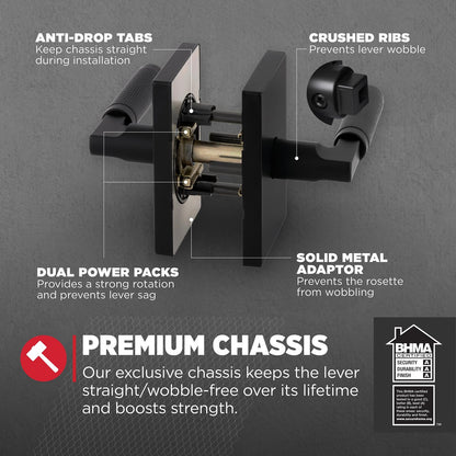 Kwikset 720PVLRCT-514 Prava Interior Passage Door Knurled Reversible Matte Black